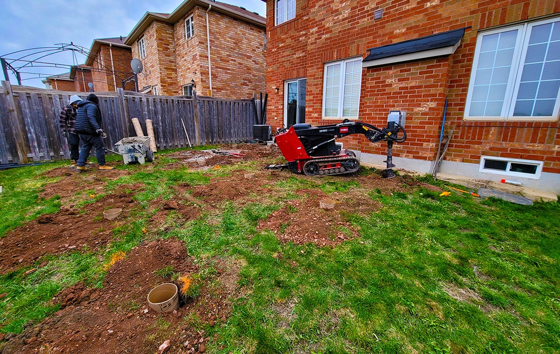 Image of solid deck footings installed