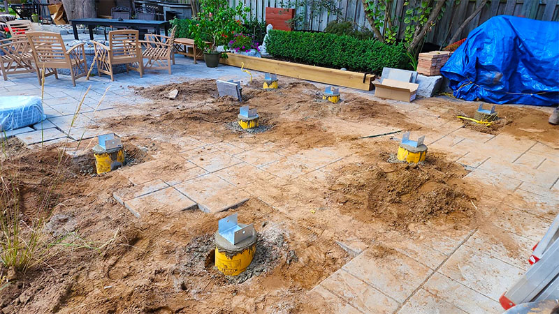 Image of a perfectly set deck footings