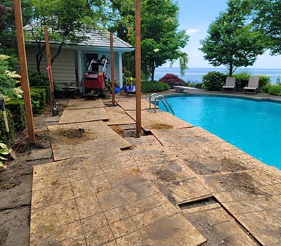 Image of posts set up in a backyard