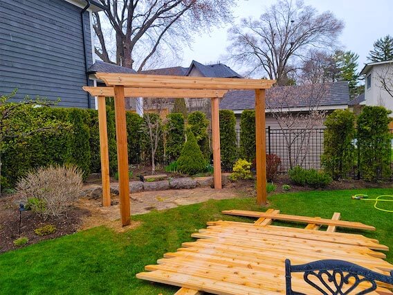 Image of Gazebo Building Step 2 - gazebo frame in progress