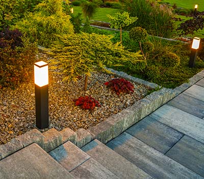 Image of light bollard in a backyard