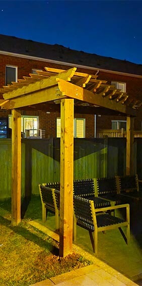 Image of a triangular gazebo installed by post2fence